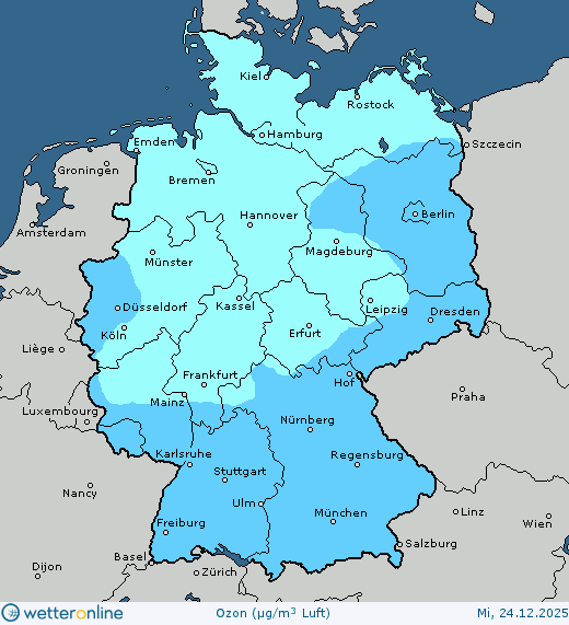 Vorhersagekarte Luftqualit&auml;t