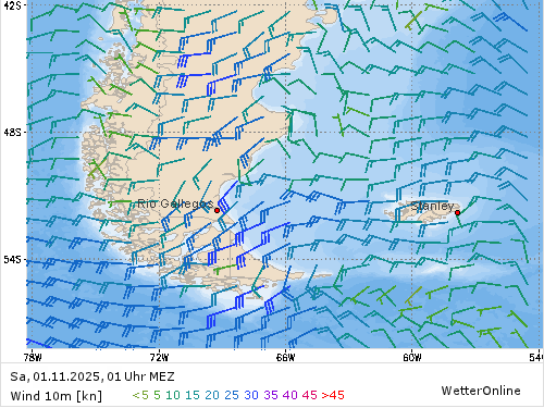 Windstärke (kn) und -richtung Sa, 01 Uhr MEZ Windstärke (kn) und -richtung Sa, 01 Uhr MEZ