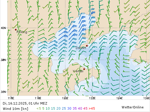 Windstärke (kn) und -richtung Di, 01 Uhr MEZ