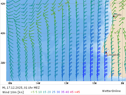 Windstärke (kn) und -richtung Mi, 01 Uhr MEZ