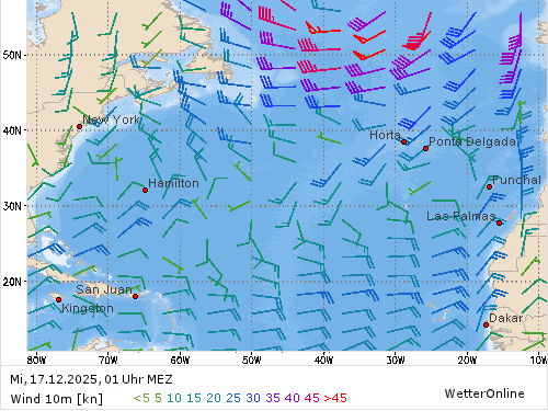Windstärke (kn) und -richtung Mi, 01 Uhr MEZ