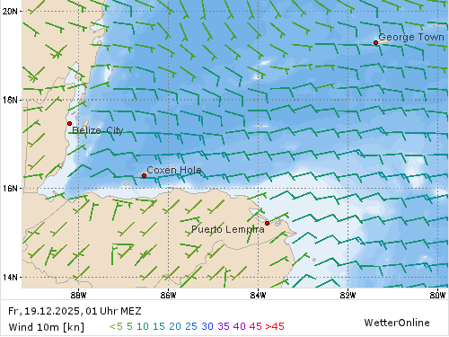 Windstärke (kn) und -richtung Fr, 01 Uhr MEZ