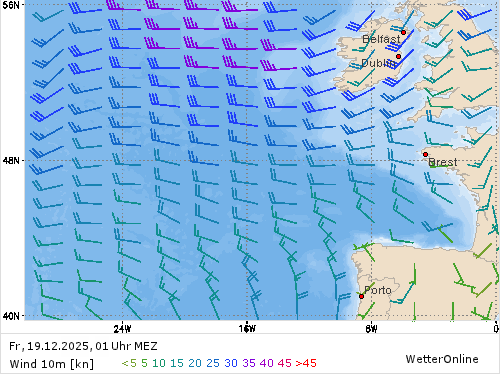 Windstärke (kn) und -richtung Fr, 01 Uhr MEZ