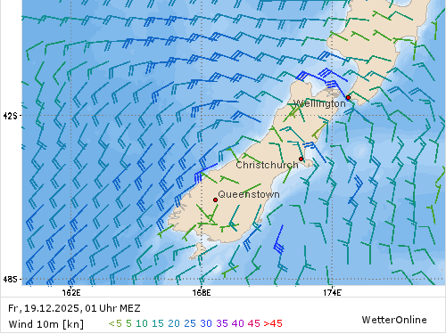 Windstärke (kn) und -richtung Fr, 01 Uhr MEZ