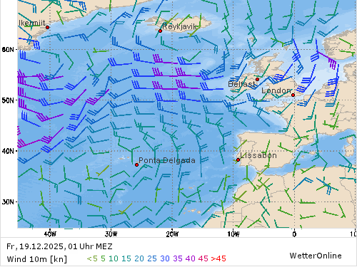 Windstärke (kn) und -richtung Fr, 01 Uhr MEZ