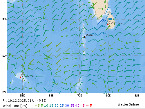 Windstärke (kn) und -richtung Fr, 01 Uhr MEZ