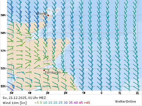 Windstärke (kn) und -richtung So, 01 Uhr MEZ