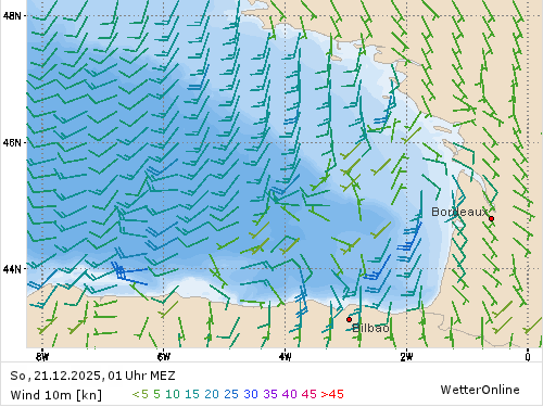 Windstärke (kn) und -richtung So, 01 Uhr MEZ