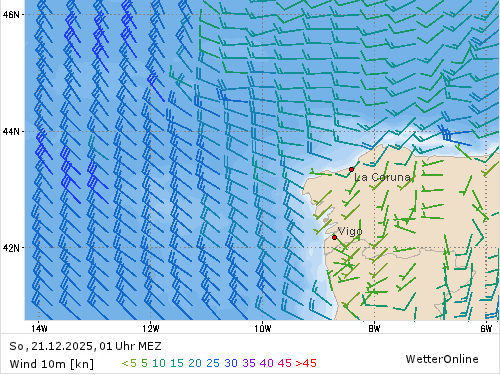 Windstärke (kn) und -richtung So, 01 Uhr MEZ