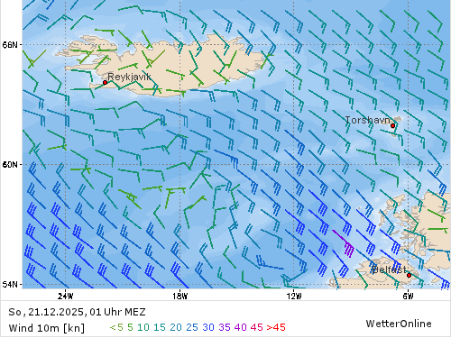 Windstärke (kn) und -richtung So, 01 Uhr MEZ