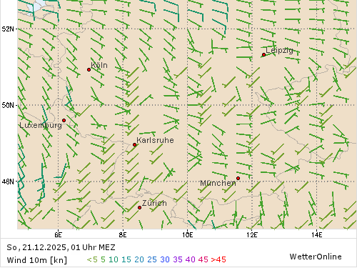 Windstärke (kn) und -richtung So, 01 Uhr MEZ
