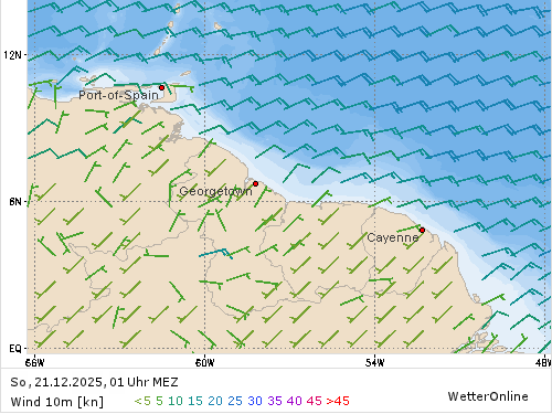 Windstärke (kn) und -richtung So, 01 Uhr MEZ