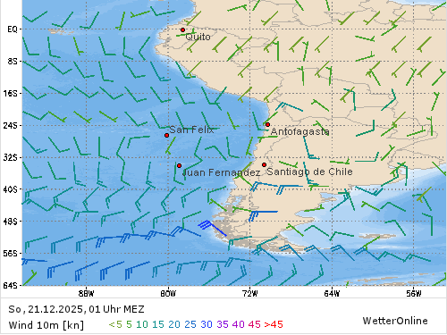 Windstärke (kn) und -richtung So, 01 Uhr MEZ