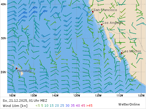 Windstärke (kn) und -richtung So, 01 Uhr MEZ