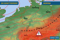Unwetterfront am Wochenende
